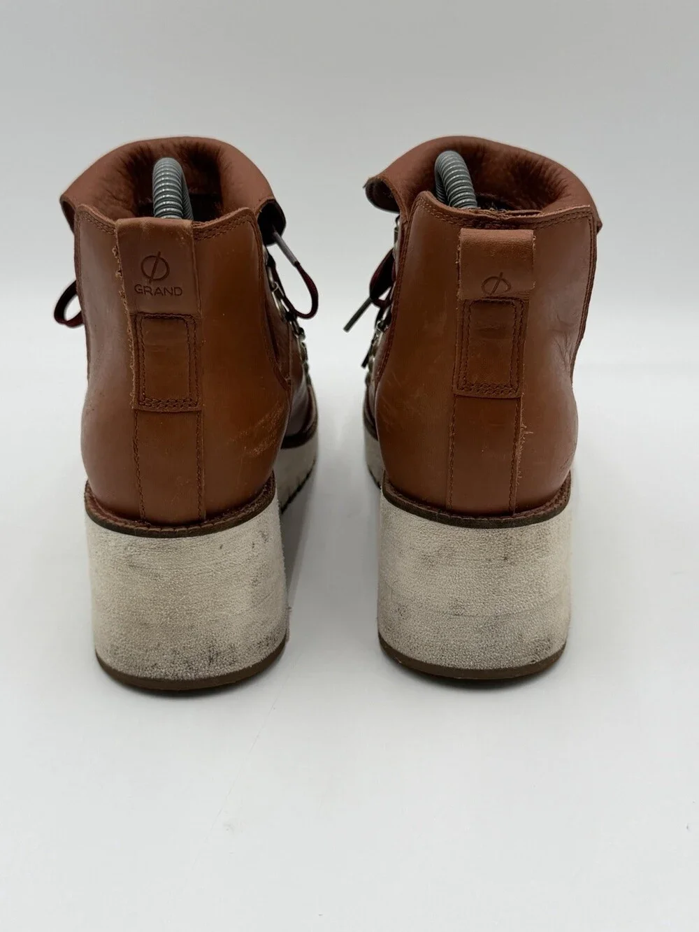 COLE HAAN GrandExplore Women's Sz 8.5B Ankle Boots Wedge Brown Leather